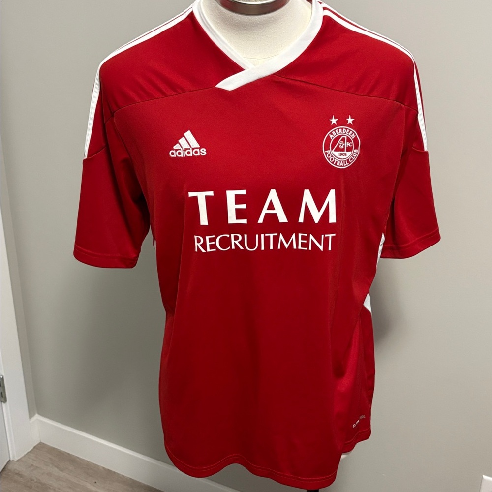 Adidas Red and White Team Recruitment Jersey Aberdeen